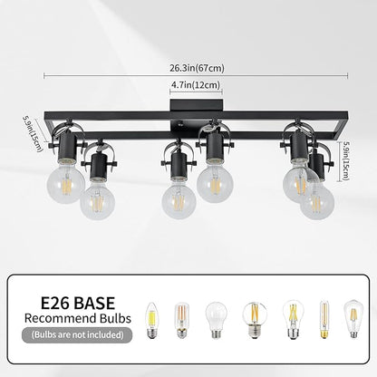 KEESFU 6-Light Black Track Lighting Fixtures Ceiling, Modern Kitchen Track Light Kit with 6 Rotatable Heads, for Kitchen, Hallway, Living Room (Bulbs Not Included)