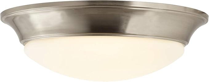 Design House 588848-SN Tess 13-inch Modern Integrated LED Twist Disk Ceiling Light with Alabaster Glass Shade for Bathroom Entryway Living Room, Satin Nickel