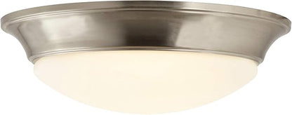 Design House 588848-SN Tess 13-inch Modern Integrated LED Twist Disk Ceiling Light with Alabaster Glass Shade for Bathroom Entryway Living Room, Satin Nickel