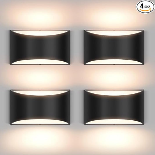 4 Pack Black Modern LED Wall Sconce Hardwired Indoor Wall Lights Up and Down Wall Mount Light Fixture for Living Room Bedroom Corridor Hallway Conservatory Warm White 3000K(with G9 Bulbs)