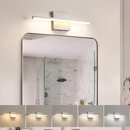 Modern Bathroom Vanity Light 16 Inch, 14W Brushed Nickel Bathroom Light Fixture Over Mirror, Dimmable 5CCT LED Wall Sconce Lighting for Restroom Mirror Farmhouse