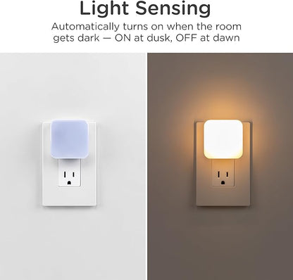 Lights by Night Dimmable LED Night Light, Plug-in, Dusk to Dawn Sensor, Adjustable, Compact, 4 Settings, Ambient Lighting, for Kids or Adults, Bedroom, Bathroom, Nursery, Hallway, 2 Pack, 82179