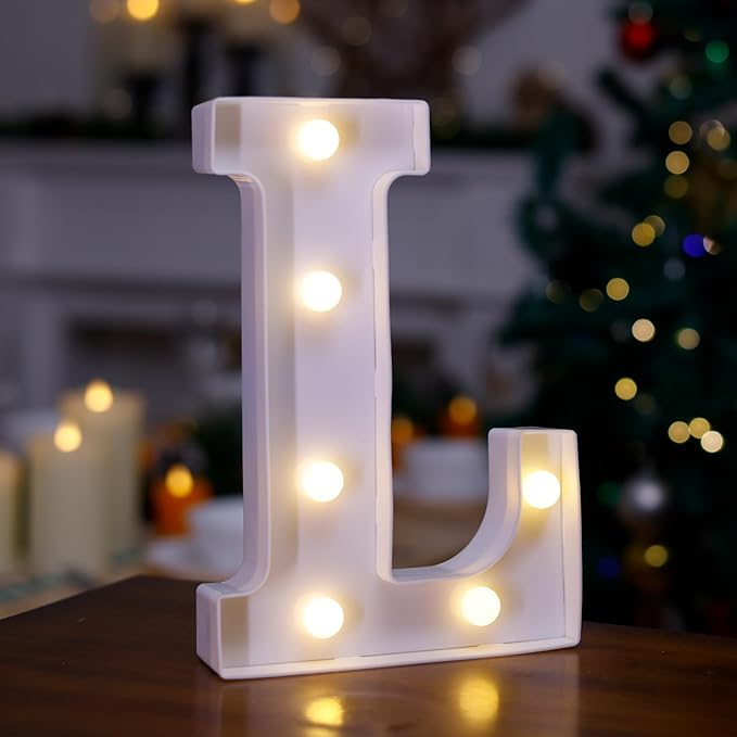 LED Marquee Sign Light Up Letters, Alphabet Light Up Letters Sign, Battery Powered LED Letter Lights for Night Light, Wedding, Birthday, Party, Christmas or Home Decor (Letter L)