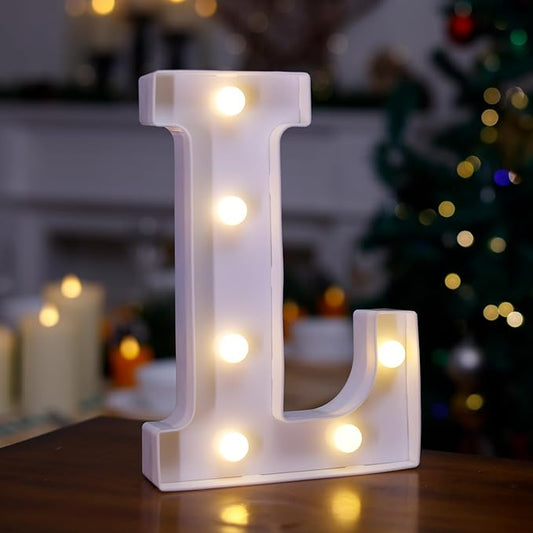 LED Marquee Sign Light Up Letters, Alphabet Light Up Letters Sign, Battery Powered LED Letter Lights for Night Light, Wedding, Birthday, Party, Christmas or Home Decor (Letter L)