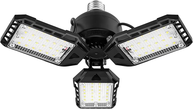 Aoretic LED Garage Lights Bulb 1 Pack -80W, 8000LM 6500K Led Shop Light with 3 Deformable Panels, Basement Barn Light Garage Ceiling Lights, E26/E27 for Garage, Warehouse, Shop, Basement
