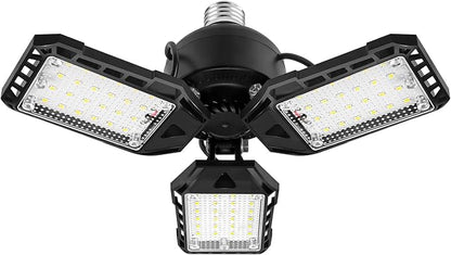 Aoretic LED Garage Lights Bulb 1 Pack -80W, 8000LM 6500K Led Shop Light with 3 Deformable Panels, Basement Barn Light Garage Ceiling Lights, E26/E27 for Garage, Warehouse, Shop, Basement