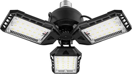Aoretic LED Garage Lights Bulb 1 Pack -80W, 8000LM 6500K Led Shop Light with 3 Deformable Panels, Basement Barn Light Garage Ceiling Lights, E26/E27 for Garage, Warehouse, Shop, Basement