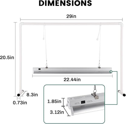 iPower LED Grow Light Stand Natural White Full Spectrum for Indoor Plant Starting Seeds and Propagating Cuttings, Height Adjustable, 2 Feet
