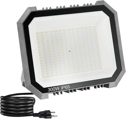 Leddictive 1 Pack LED Flood Lights Outdoor, 300W 30000LM Super Bright Floodlight Outside Work Light with 5.9FT Plug, IP65 Waterproof 6000K Outdoor LED Flood Light for Garage, Yard, Lawn, Garden