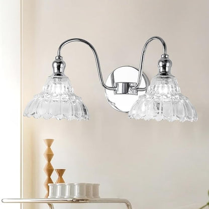 Chrome 2-Light Wall Sconces Bathroom Vanity Light Light Fixtures Modern Vanity Lighting Fixtures Wall Light for Bedroom Living Room Bathroom