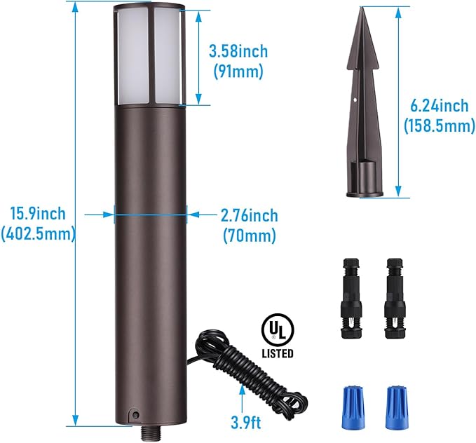 LEONLITE Low Voltage Bollard Pathway Lights, 5CCT 5W 12-24V 1800K/2700K/3000K/4000K/5000K Selectable, Wired LED Landscape Lighting for Lawn Yard Walkway Driveway, Oil Rubbed Bronze Aluminum, Pack of 4