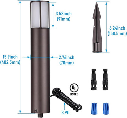 LEONLITE Low Voltage Bollard Pathway Lights, 5CCT 5W 12-24V 1800K/2700K/3000K/4000K/5000K Selectable, Wired LED Landscape Lighting for Lawn Yard Walkway Driveway, Oil Rubbed Bronze Aluminum, Pack of 4