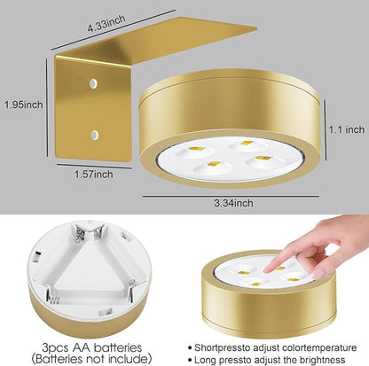 Picture Lights for Wall, 3 Lighting Modes Magnetic Art Display Light,Battery Operated Led Painting Light with Remote Control Dimmable & Timer,6Pack Gold
