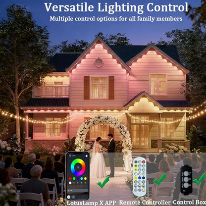 Permanent Outdoor Lights,Smart Outdoor Christmas Lights with IC+RGB 20 LED, IP67 Waterproof Eaves Lighting with 213 Modes for Holiday,Party, Daily, APP/Remote Control