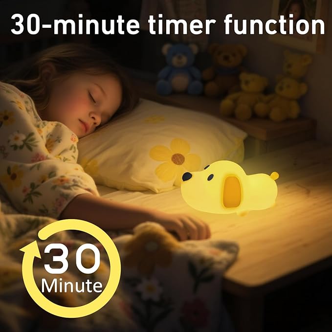 Cute Dog Night Light, Dimmable with Soft Silicon Dog Light, Kindergarten Kawaii Light, Rechargeable Touch Night Light for Boys and Girls, Used for Camping Room Decoration.