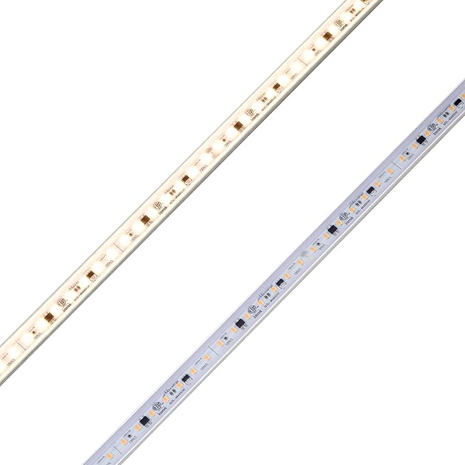 Maxxima 96 in. Hardwired LED Under Cabinet Strip Light, 3680 Lumens, 3000K Warm White, Kitchen and Living Room 120V White Cove Lighting, No Power Supply Needed