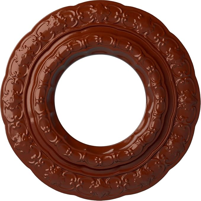 Ekena Millwork 15 3/8"OD x 7"ID x 1"P Lisbon Ceiling Medallion Fits Canopies up to 7" Ceiling Medallion, FireBrick