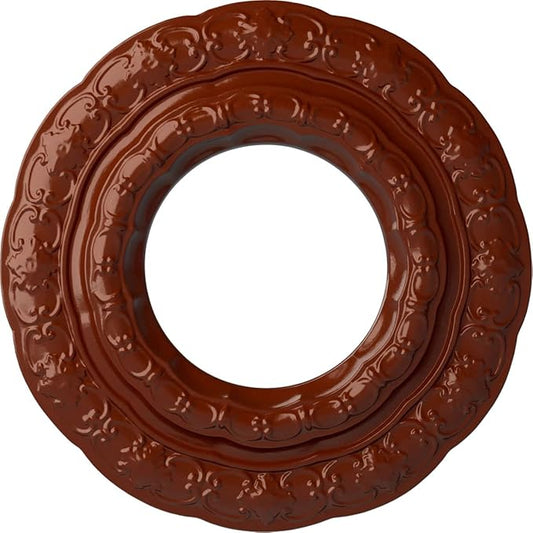 Ekena Millwork 15 3/8"OD x 7"ID x 1"P Lisbon Ceiling Medallion Fits Canopies up to 7" Ceiling Medallion, FireBrick