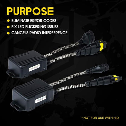 Xprite H8/H9/H11 LED Headlight Canbus Decoder Anti Flicker Harness Error Free Resistor Decoder for LED Headlight Bulbs, Pack of 2