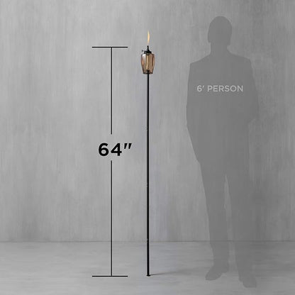 TIKI Adjustable Flame 64" Glass Torch – Pink Decorative Lighting for Outdoor Lawn, Patio & Garden | Includes Snuffer & Long-Lasting Wick | Weather-Resistant Design