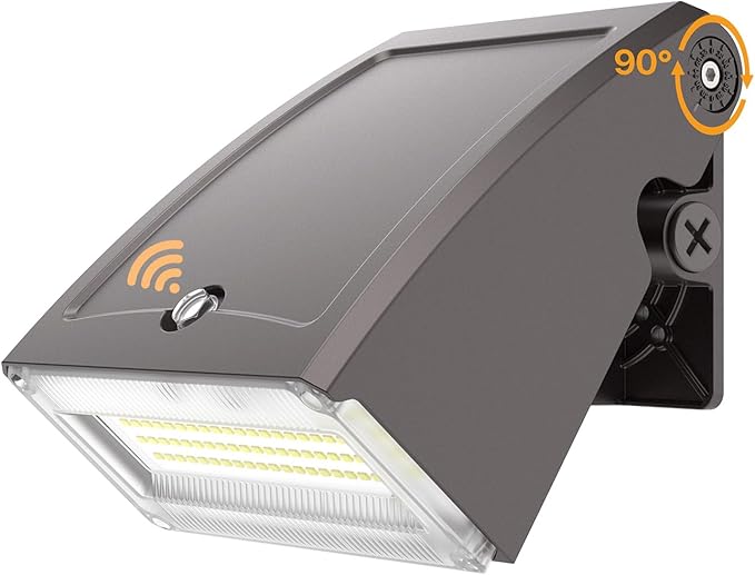 Adjustable LED Wall Pack Light with Dusk to Dawn Photocell 30W/40W/60W Selectable, 5000K Daylight, 100LM/W, 6000LM Max, IP65 Waterproof Outdoor Security Light for Garage, Building, Yard