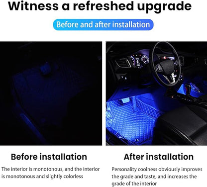 BESULEN Car Interior LED Lights, Automotive Ambient Neon Light Kit with USB Port, Car Accessories, Gifts for Men and Women, 4 in 1 Decoration Lights for Car, Garden, Home, Party（Blue）