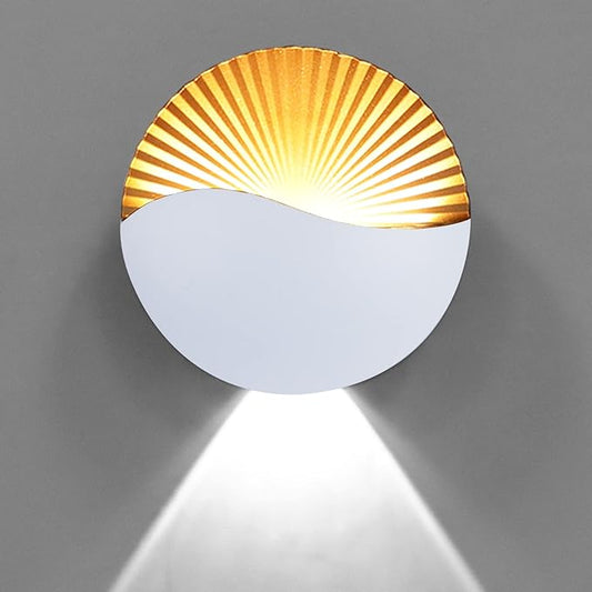 Kawell Modern Creative 12W LED Wall Sconce Waterproof Wall Light Indoor Outdoor Wall Lamp Sunrise Effect Art Deco for Bedroom Living Room Bathroom Cafe Lounge Corridor Stairs,White 6000K
