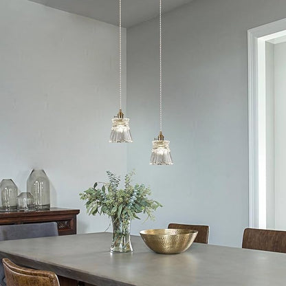 Glass Pendant Light 5.7 Inch Mini Vintage Brass Pendant Lights Fixture with Switch Farmhouse Hanging lamp for Kitchen Island Dining Room Hallway Bedroom Bar Restaurants Foyer E26 Gold 1-Light
