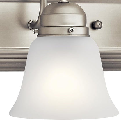 Kichler 36" 5-Light Vanity Bath Light in Brushed Nickel, Modern Bathroom Light with Clear Satin Etched Glass, (36" W x 8" H), 5339NIS