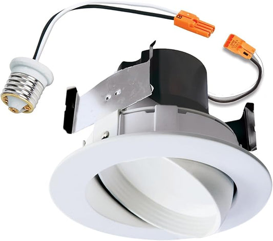 HALO RA 4 Inch Recessed Lighting Adjustable Gimbal LED Light - 1 Pack - Very Wide Flood - 615 Lumens - 3000K Bright White