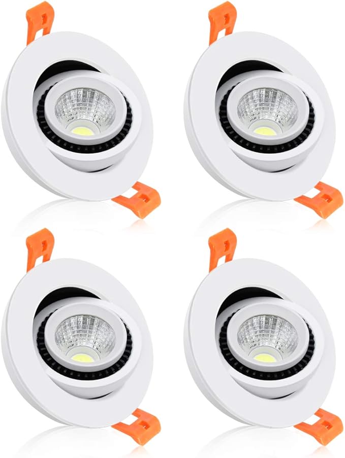 2 Inch Eyeball Gimbal LED Recessed Lighting Dimmable Downlight, 3W (35W Halogen Equivalent) Adjustable Spotlight, 2700K Ultra Warm White, CRI80, Ceiling Light with LED Driver (4 Pack)