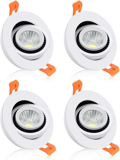2 Inch Eyeball Gimbal LED Recessed Lighting Dimmable Downlight, 3W (35W Halogen Equivalent) Adjustable Spotlight, 2700K Ultra Warm White, CRI80, Ceiling Light with LED Driver (4 Pack)