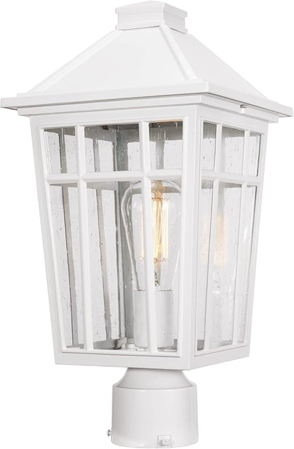 Darkaway Large Outdoor Post Lights Lamp Post Light Fixture, 17inch Waterproof Aluminum Post Lamp with Glass, Fence Deck Lighting for Garden, Patio, Pathway (Large，White)