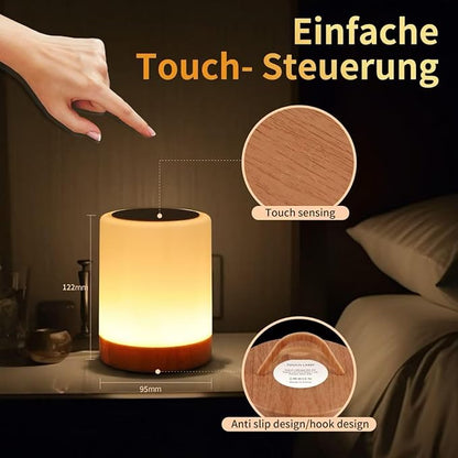 OORUN Touch Bedside Table Lamp,13 RGB Colors & 5 Brightness, USB Rechargeable Desk Lamp, Remote Control Dimmable Night Light with RGB Color Changing,Portable Lamp for Baby, Bedroom, Living Room