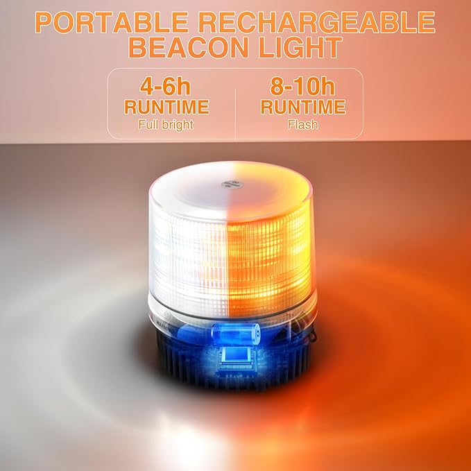 Nilight 18LED Strobe Lights Amber White Wireless Rotating Emergency Safety Flashing Beacon Light with Magnetic Base Mount and Two Types of Plugs for Vehicle UTV Truck Forklift Tractor Snow Plow