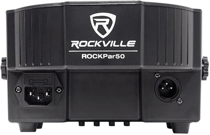 Rockville RockPAR50 24W LED RGB Par Can Wash Light with DMX, Sound-Activated Mode, Power Daisy-Chain, Dual Bracket for DJs and Club Lighting