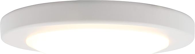 Design House 588160 Paxton Modern Integrated LED Disk Light Indoor/Outdoor Ceiling Flush Mount Dimmable with White Lens Shade for Bathroom Entryway Living Room, White, Satin Nickel