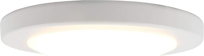 Design House 588160 Paxton Modern Integrated LED Disk Light Indoor/Outdoor Ceiling Flush Mount Dimmable with White Lens Shade for Bathroom Entryway Living Room, White, Satin Nickel