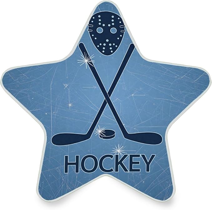 Ice Hockey Sticks and Puck Plug in LED Night Light Lamp with Dusk to Dawn Sensor for Hallway, Kitchen, Bathroom, Bedroom - Star Shaped Decor