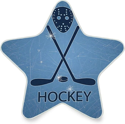Ice Hockey Sticks and Puck Plug in LED Night Light Lamp with Dusk to Dawn Sensor for Hallway, Kitchen, Bathroom, Bedroom - Star Shaped Decor