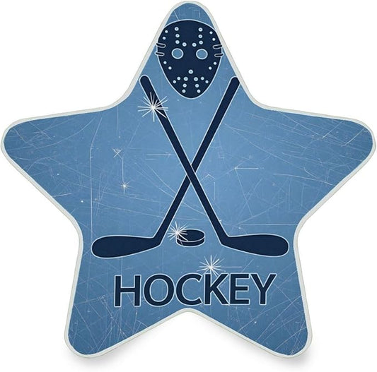 Ice Hockey Sticks and Puck Plug in LED Night Light Lamp with Dusk to Dawn Sensor for Hallway, Kitchen, Bathroom, Bedroom - Star Shaped Decor