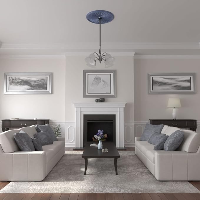Ekena Millwork CM33LEAMC 33 1/8"OD X 3 1/2"ID X 1 3/8"P Leandros Ceiling Medallion Fits Canopies Up To 5", Americana Crackle