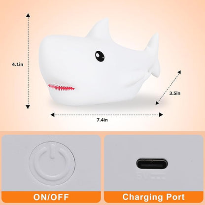 ZKLiLi Remote Shark Night Light, Cute Silicon Night Light for Kids, Nightlight with Remote，Portable Recharge Nightlight for Kid Room,Funny Gifts Stuff for Boys Girls Baby（Remote Control）
