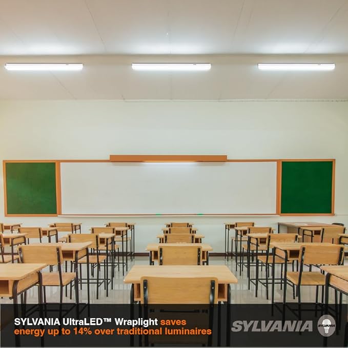 Sylvania 4-ft UltraLED Wrap Light Luminaire, 48W, 5500 LMS, Linkable, 4000K, Frosted Finish, UL Damp Rated - 1 Pack (65539)
