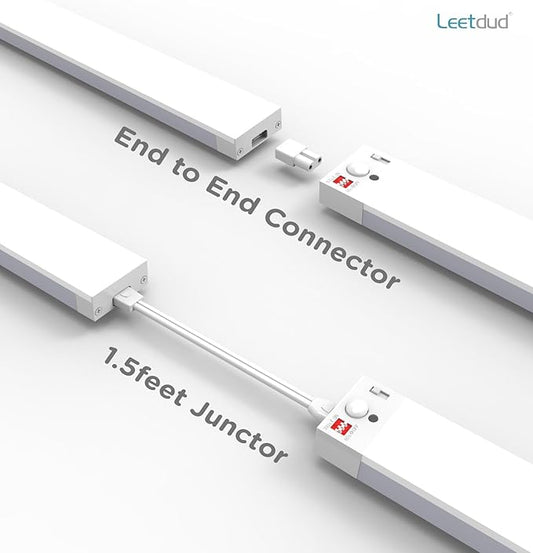 Leetdud Under Cabinet Lighting Plug in 12 Inch, 120V Motion Sensor Lights Indoor, 3CCT 3000/4000/5000K, Aluminum Linkable Super Bright LED Counter Light with Timer for Kitchen, Shelf, Closet, 4 Pack