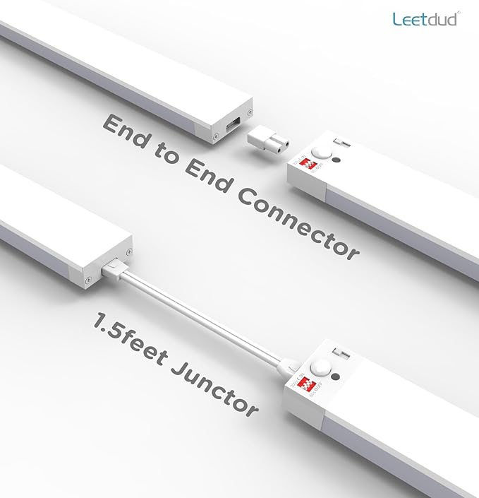 Leetdud Under Cabinet Lighting Plug in 12 Inch, 120V Motion Sensor Lights Indoor, 3CCT 3000/4000/5000K, Aluminum Linkable Super Bright LED Counter Light with Timer for Kitchen, Shelf, Closet, 1 Pack