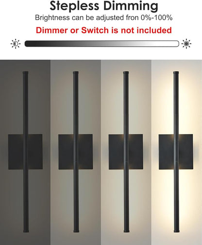 KARTOOSH 20.4 Inch Hardwired Wall Sconces Set of Two, 3000K Warm White Dimmable Modern Wall Sconces, 350° Rotate LED Light Fixtures Wall Lamp for Bathroom Living Room Bedroom Bedside, Black