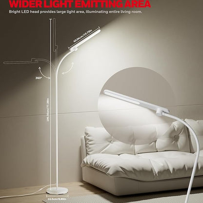 Honeywell LED Floor Lamp for Reading, CRI97 Full Spectrum Eye-Caring Task Lamp, Stepless Dimmable 3000K-5000K Standing Lamp with Flexible Gooseneck, 77.5" Tall for Living Room, Bedroom, Office