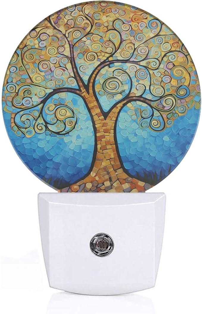 EKOBLA Art Tree Plug-in Night Light, Golden Leaf Tree LED Nightlight with Auto Sensor, 0.5W Sleep Friendly for Home