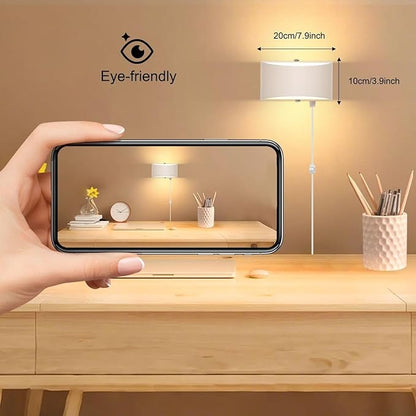 Lightess 12W Plug in Wall Sconces Modern LED Wall Light Dimmable Indoor Up Down Wall Lamp for Bedroom Living Room Hallway Staircase, Warm White, Aluminum